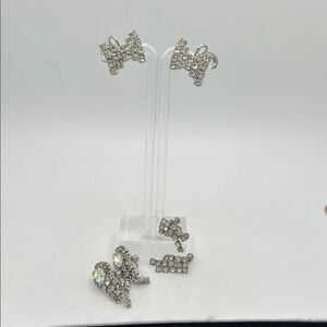Vintage Elegant Silver and  Crystal Screw Back Earrings